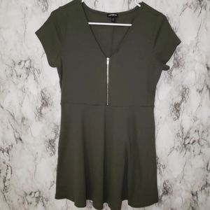 Express green knit skater dress